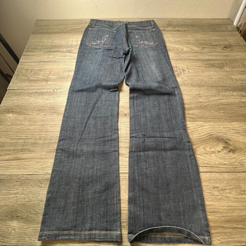 Disney Store Jeans Womens 10 Blue Dark Wash Embroidered Wide Leg Flare Y2K Pants